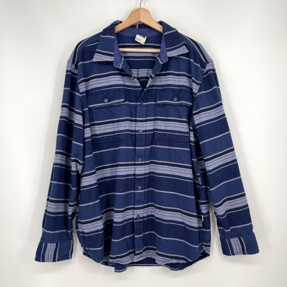 The North Face Men Arroyo Flannel Shirt XL Cotton Blue Stripe Heavy Duty Button - Picture 1 of 10